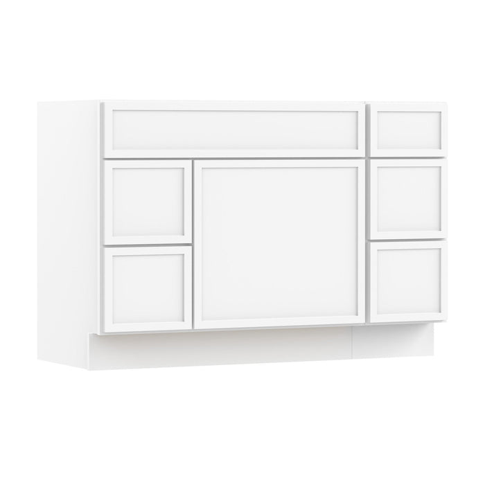 48" Modern Freestanding Birch & Plywood Bathroom Vanity Base Only – Shaker Style Storage Cabinet with 5 Drawers & 1 Soft-Closing Door VA41362L-123 - HomeBeyond