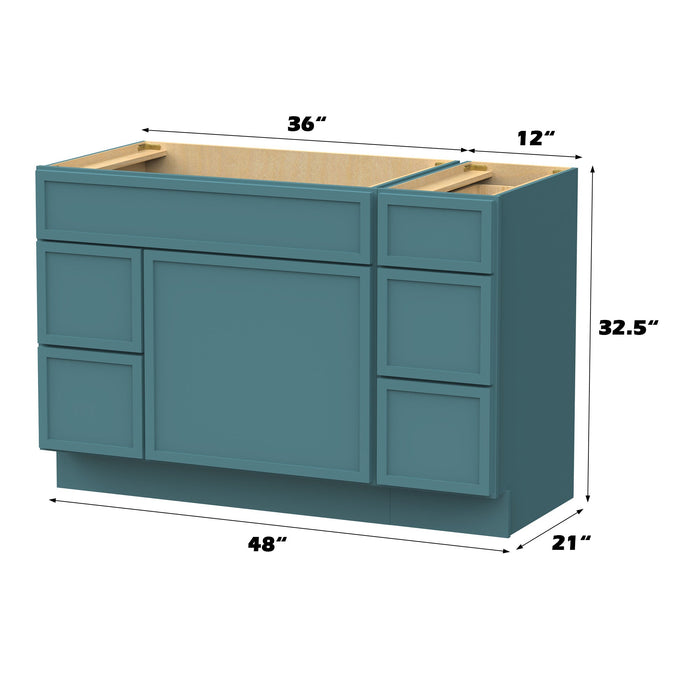 48" Modern Freestanding Birch & Plywood Bathroom Vanity Base Only – Shaker Style Storage Cabinet with 5 Drawers & 1 Soft-Closing Door VA41362L-123 - HomeBeyond