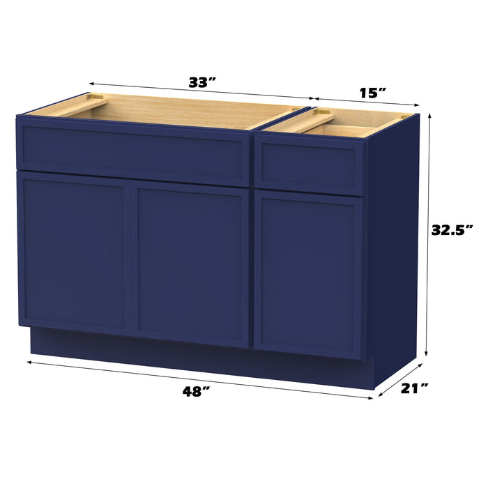 48" Modern Freestanding Birch & Plywood Bathroom Vanity Base Only – Shaker Style Storage Cabinet with Soft-Closing 1 Drawer & 3 Doors VA4133-151 - HomeBeyond