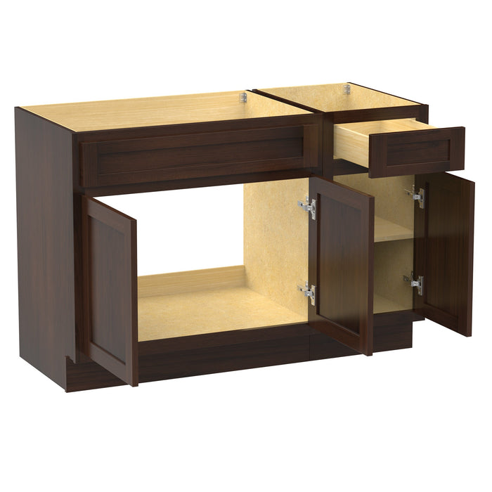 48" Modern Freestanding Oak Plywood Bathroom Vanity Base Only – Shaker Style Storage Cabinet with 1 Drawer & 3 Soft-Closing Doors VA4033-151 - HomeBeyond
