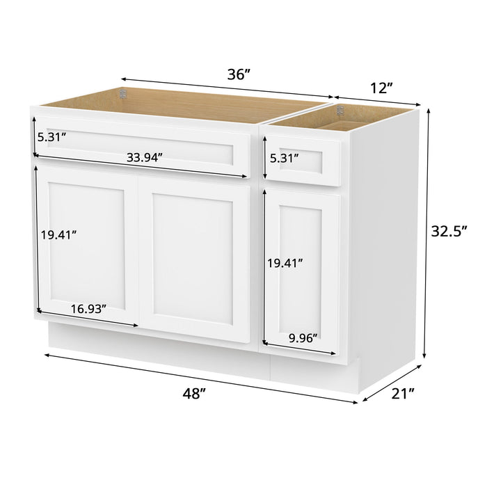 48" Modern Freestanding Oak Plywood Bathroom Vanity Base Only – Shaker Style Storage Cabinet with 1 Drawer & 3 Soft-Closing Doors VA4036-121 - HomeBeyond