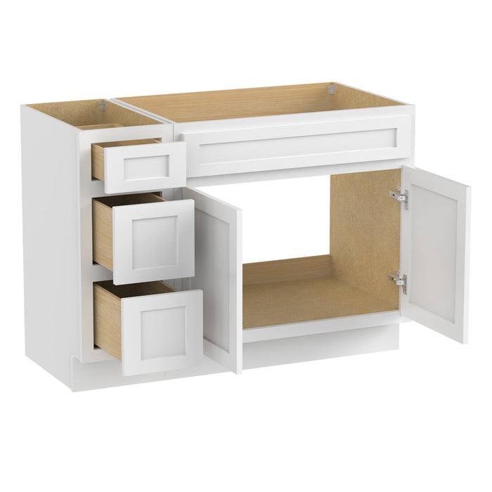 48" Modern Freestanding Oak Plywood Bathroom Vanity Base Only – Shaker Style Storage Cabinet with 3 Drawers & 2 Soft-Closing Doors VA40123-36 - HomeBeyond