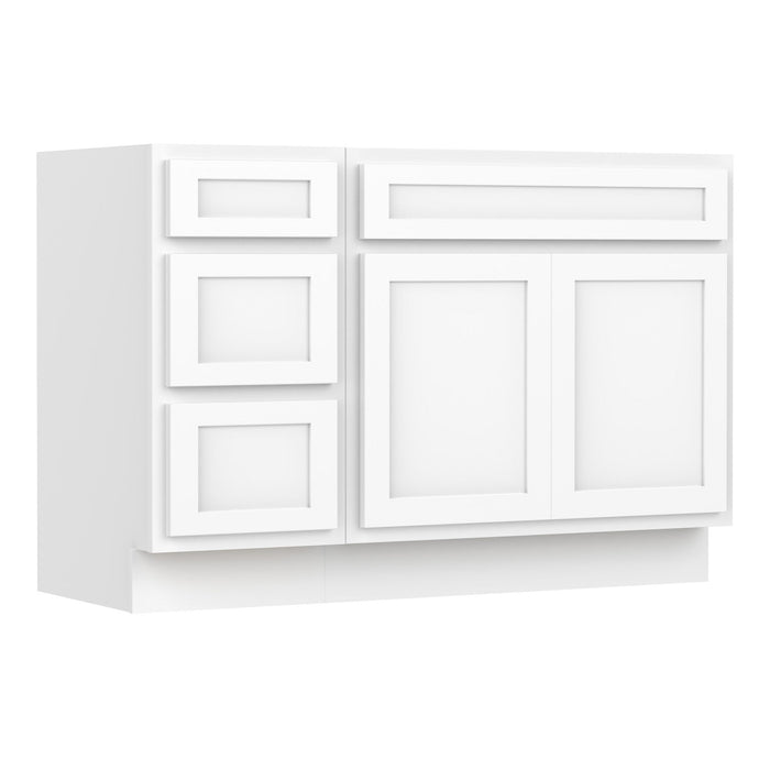 48" Modern Freestanding Oak Plywood Bathroom Vanity Base Only – Shaker Style Storage Cabinet with 3 Drawers & 2 Soft-Closing Doors VA4033-153 - HomeBeyond