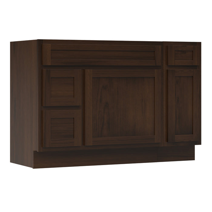 48" Modern Freestanding Oak Plywood Bathroom Vanity Base Only – Shaker Style Storage Cabinet with 3 Drawers & 2 Soft-Closing Doors VA40362L-121 - HomeBeyond