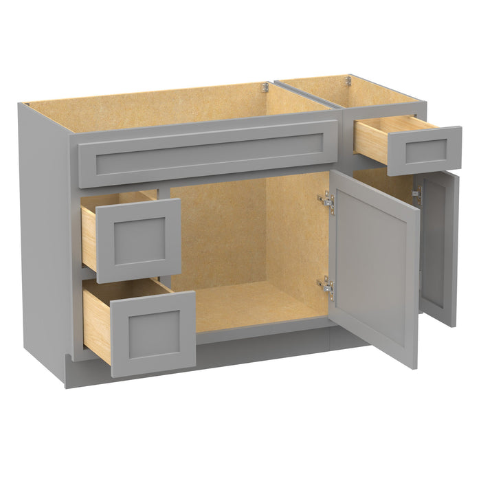 48" Modern Freestanding Oak Plywood Bathroom Vanity Base Only – Shaker Style Storage Cabinet with 3 Drawers & 2 Soft-Closing Doors VA40362L-121 - HomeBeyond