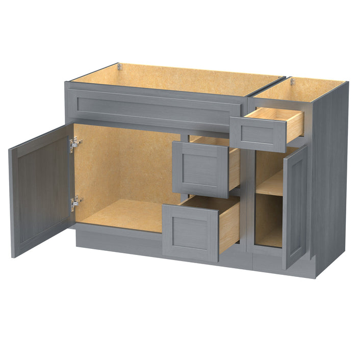 48" Modern Freestanding Oak Plywood Bathroom Vanity Base Only – Shaker Style Storage Cabinet with 3 Drawers & 2 Soft-Closing Doors VA40362R-121 - HomeBeyond