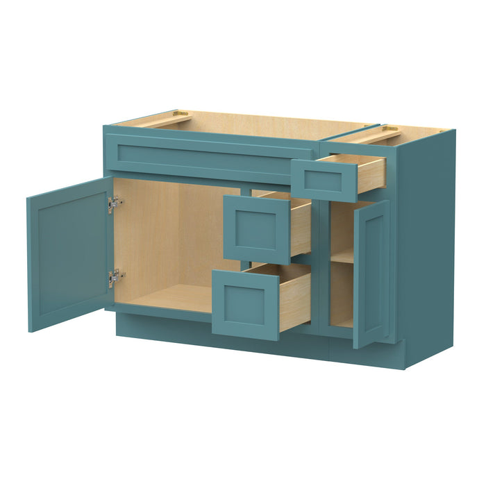 48" Modern Freestanding Oak Plywood Bathroom Vanity Base Only – Shaker Style Storage Cabinet with 3 Drawers & 2 Soft-Closing Doors VA40362R-121 - HomeBeyond