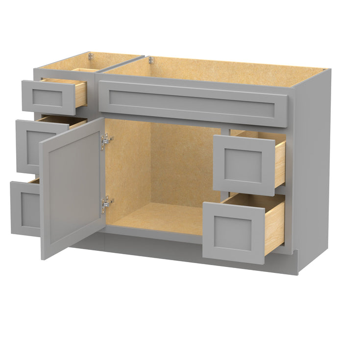 48" Modern Freestanding Oak Plywood Bathroom Vanity Base Only – Shaker Style Storage Cabinet with 5 Drawers & 1 Soft-Closing Door VA40123-362R - HomeBeyond