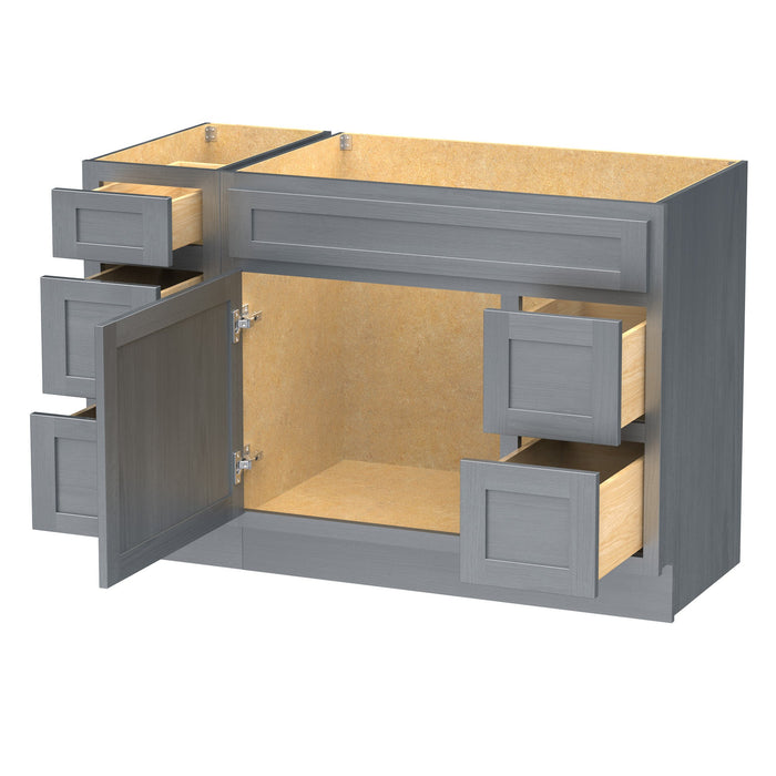 48" Modern Freestanding Oak Plywood Bathroom Vanity Base Only – Shaker Style Storage Cabinet with 5 Drawers & 1 Soft-Closing Door VA40123-362R - HomeBeyond