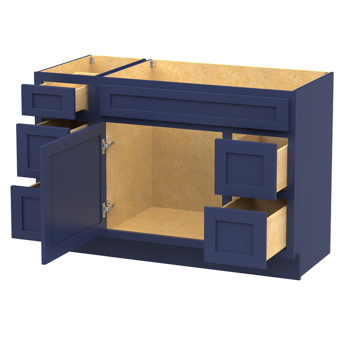 48" Modern Freestanding Oak Plywood Bathroom Vanity Base Only – Shaker Style Storage Cabinet with 5 Drawers & 1 Soft-Closing Door VA40123-362R - HomeBeyond