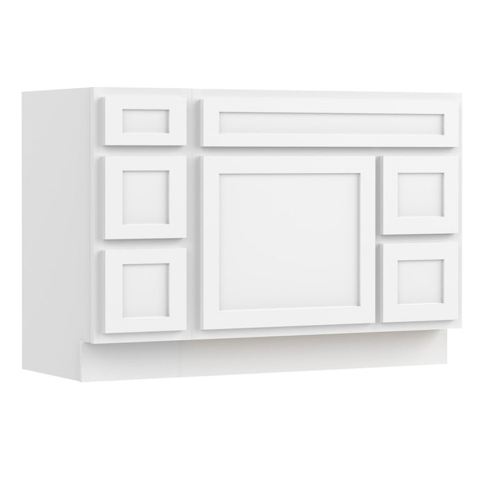 48" Modern Freestanding Oak Plywood Bathroom Vanity Base Only – Shaker Style Storage Cabinet with 5 Drawers & 1 Soft-Closing Door VA40123-362R - HomeBeyond