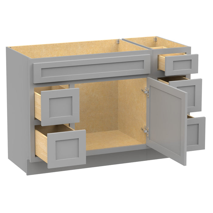 48" Modern Freestanding Oak Plywood Bathroom Vanity Base Only – Shaker Style Storage Cabinet with 5 Drawers & 1 Soft-Closing Door VA40362L-123 - HomeBeyond