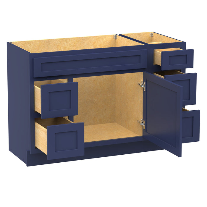 48" Modern Freestanding Oak Plywood Bathroom Vanity Base Only – Shaker Style Storage Cabinet with 5 Drawers & 1 Soft-Closing Door VA40362L-123 - HomeBeyond