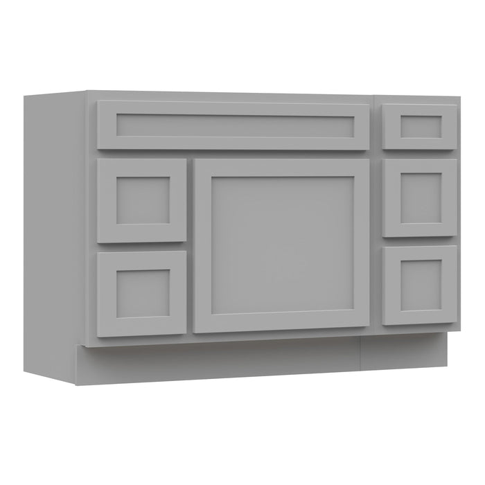 48" Modern Freestanding Oak Plywood Bathroom Vanity Base Only – Shaker Style Storage Cabinet with 5 Drawers & 1 Soft-Closing Door VA40362L-123 - HomeBeyond