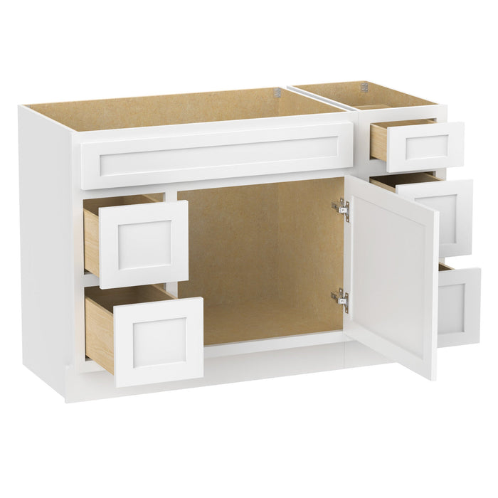 48" Modern Freestanding Oak Plywood Bathroom Vanity Base Only – Shaker Style Storage Cabinet with 5 Drawers & 1 Soft-Closing Door VA40362L-123 - HomeBeyond