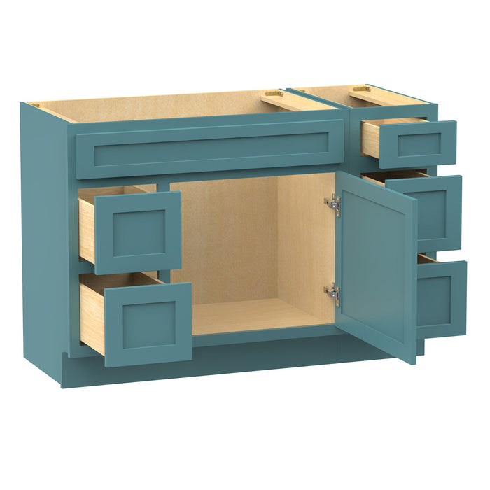 48" Modern Freestanding Oak Plywood Bathroom Vanity Base Only – Shaker Style Storage Cabinet with 5 Drawers & 1 Soft-Closing Door VA40362L-123 - HomeBeyond