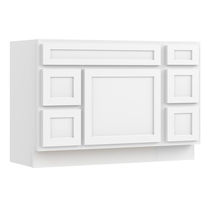 48" Modern Freestanding Oak Plywood Bathroom Vanity Base Only – Shaker Style Storage Cabinet with 5 Drawers & 1 Soft-Closing Door VA40362L-123 - HomeBeyond