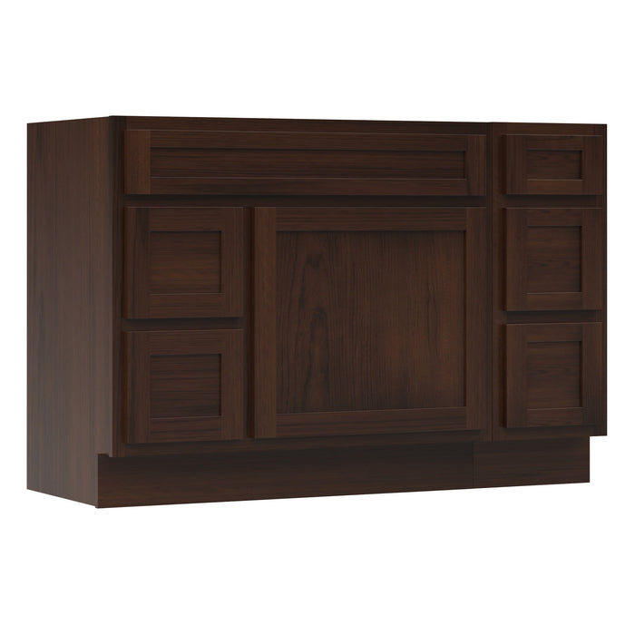 48" Modern Freestanding Oak Plywood Bathroom Vanity Base Only – Shaker Style Storage Cabinet with 5 Drawers & 1 Soft-Closing Door VA40362L-123 - HomeBeyond