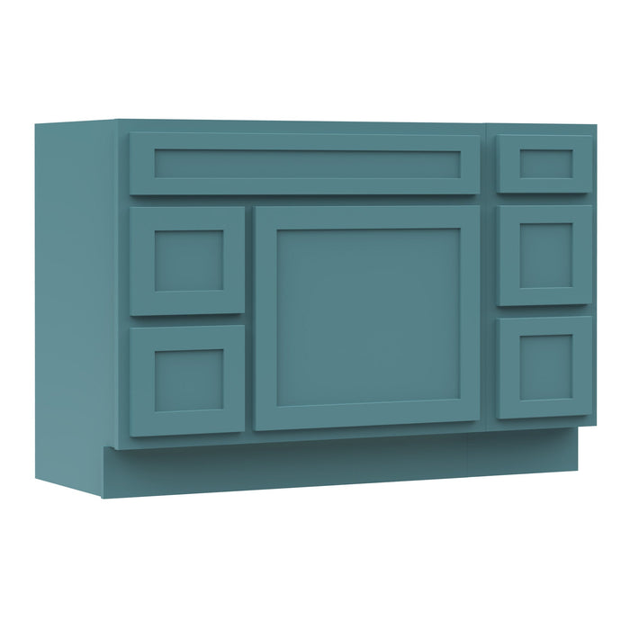 48" Modern Freestanding Oak Plywood Bathroom Vanity Base Only – Shaker Style Storage Cabinet with 5 Drawers & 1 Soft-Closing Door VA40362L-123 - HomeBeyond