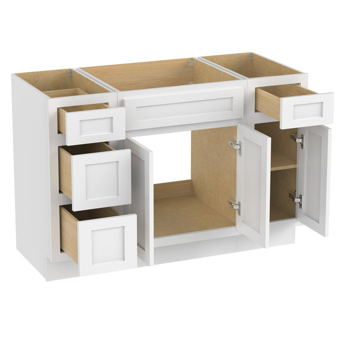 48" Modern Freestanding Plywood Bathroom Vanity Base Only – Shaker Style Storage Cabinet with 4 Drawers & 3 Doors VA40123-24-121 - HomeBeyond