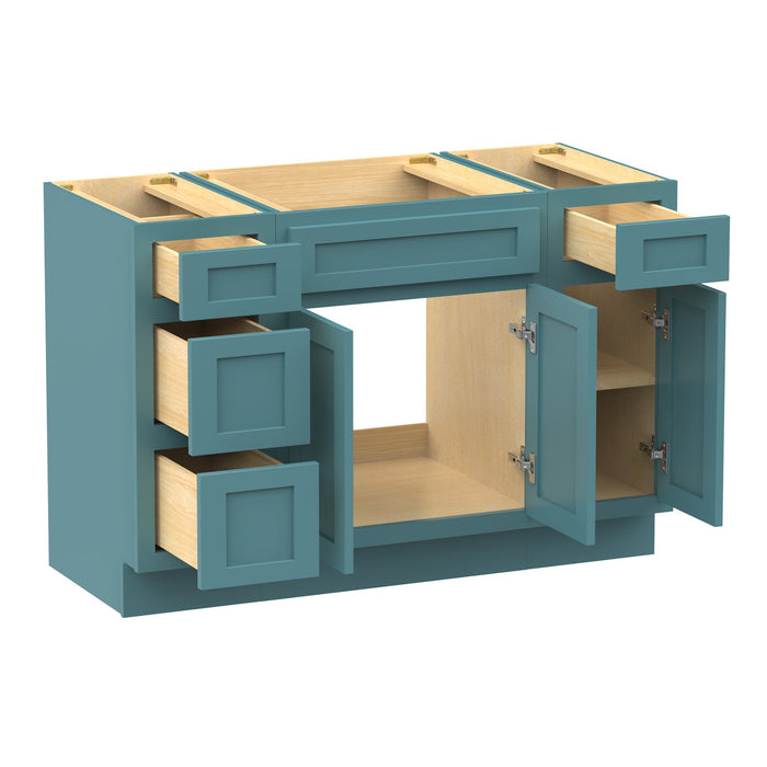48" Modern Freestanding Plywood Bathroom Vanity Base Only – Shaker Style Storage Cabinet with 4 Drawers & 3 Doors VA40123-24-121 - HomeBeyond
