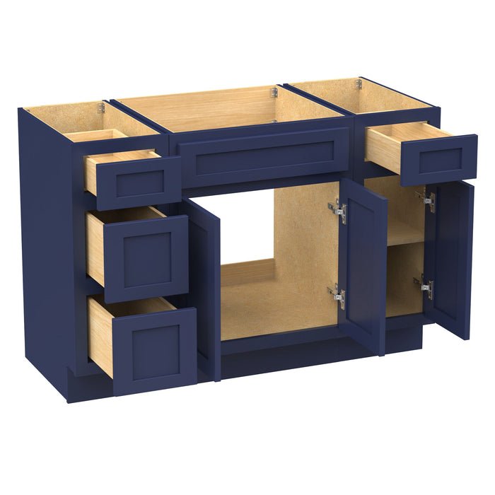 48" Modern Freestanding Plywood Bathroom Vanity Base Only – Shaker Style Storage Cabinet with 4 Drawers & 3 Doors VA40123-24-121 - HomeBeyond