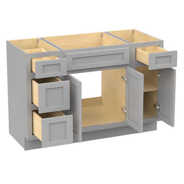 48" Modern Freestanding Plywood Bathroom Vanity Base Only – Shaker Style Storage Cabinet with 4 Drawers & 3 Doors VA40123-24-121 - HomeBeyond