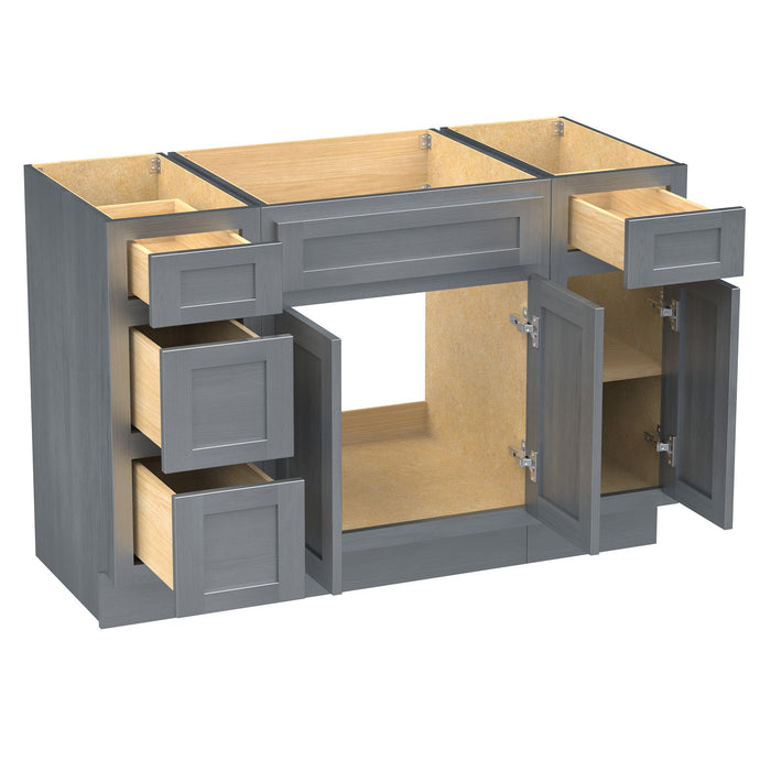 48" Modern Freestanding Plywood Bathroom Vanity Base Only – Shaker Style Storage Cabinet with 4 Drawers & 3 Doors VA40123-24-121 - HomeBeyond