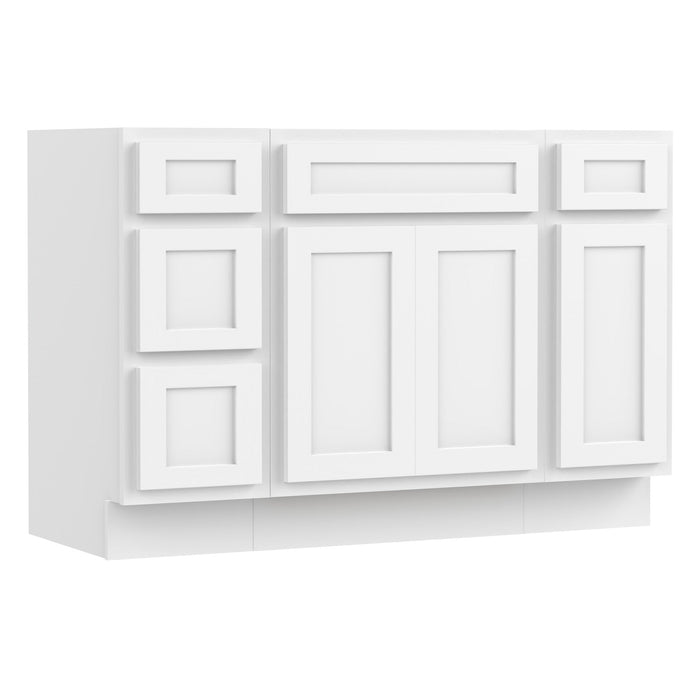 48" Modern Freestanding Plywood Bathroom Vanity Base Only – Shaker Style Storage Cabinet with 4 Drawers & 3 Doors VA40123-24-121 - HomeBeyond