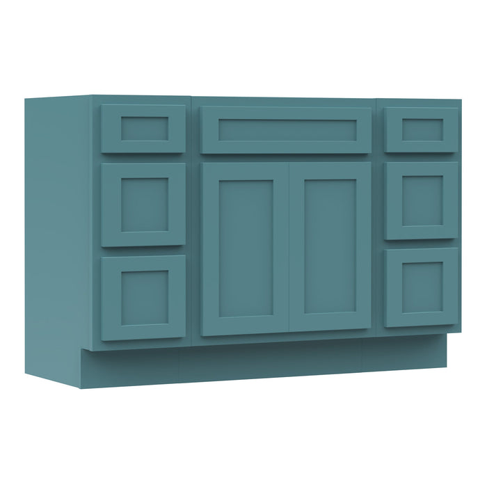 48" Modern Freestanding Plywood Bathroom Vanity Base Only – Shaker Style Storage Cabinet with 6 Drawers & 2 Doors VA40123-24-123 - HomeBeyond