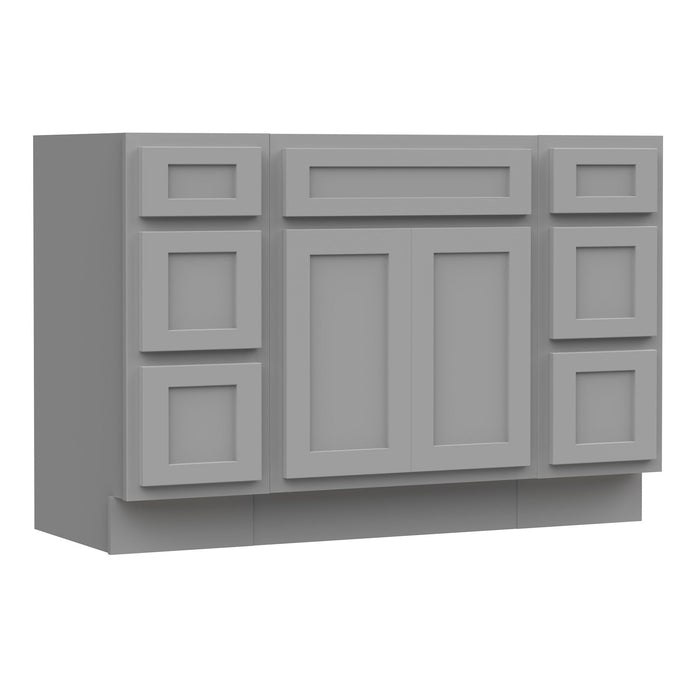 48" Modern Freestanding Plywood Bathroom Vanity Base Only – Shaker Style Storage Cabinet with 6 Drawers & 2 Doors VA40123-24-123 - HomeBeyond