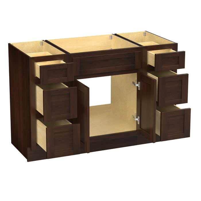 48" Modern Freestanding Plywood Bathroom Vanity Base Only – Shaker Style Storage Cabinet with 6 Drawers & 2 Doors VA40123-24-123 - HomeBeyond