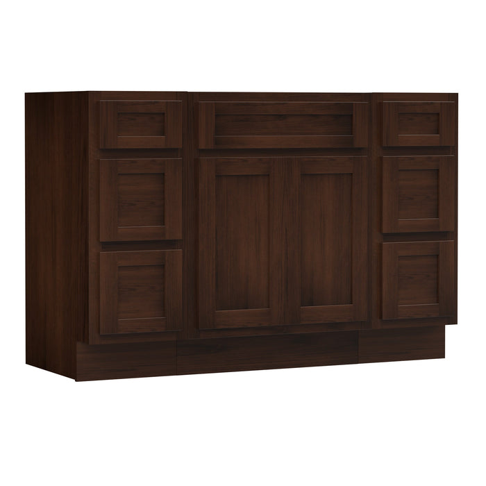 48" Modern Freestanding Plywood Bathroom Vanity Base Only – Shaker Style Storage Cabinet with 6 Drawers & 2 Doors VA40123-24-123 - HomeBeyond