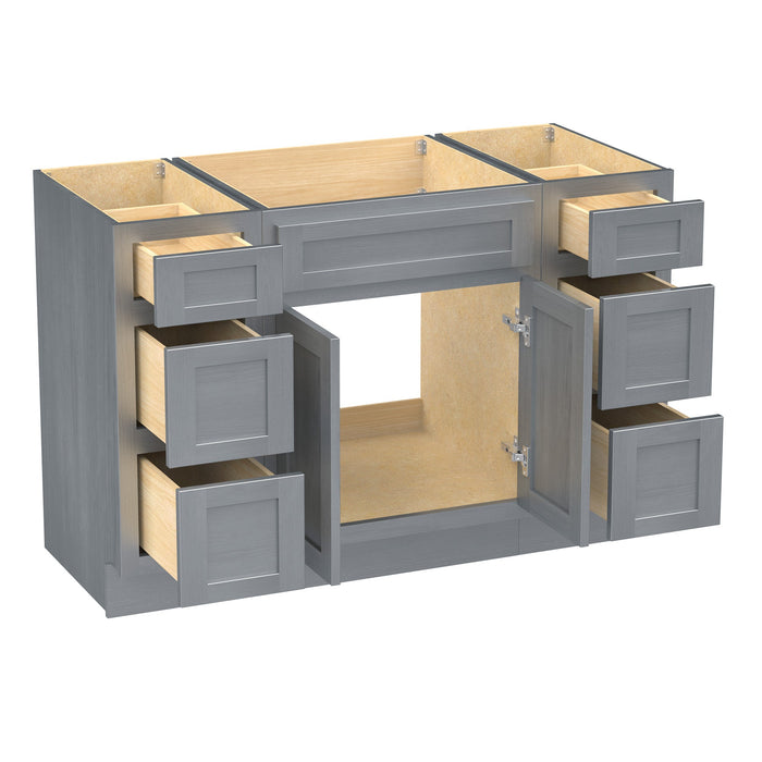 48" Modern Freestanding Plywood Bathroom Vanity Base Only – Shaker Style Storage Cabinet with 6 Drawers & 2 Doors VA40123-24-123 - HomeBeyond