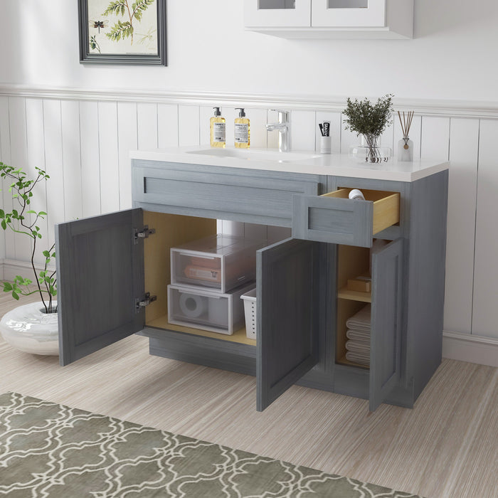 48" Oak Bathroom Vanity Cabinet without Top - 1 Drawer & 3 Doors - HomeBeyond