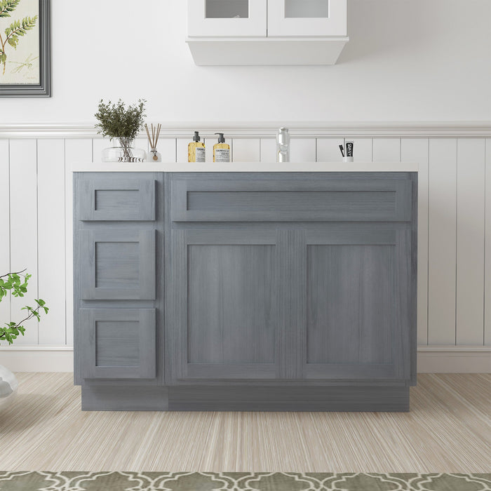 48" Oak Bathroom Vanity Cabinet without Top - 3 Drawers & 2 Doors - HomeBeyond