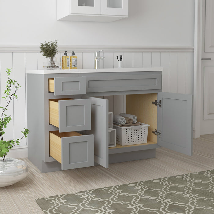 48" Oak Bathroom Vanity Cabinet without Top - 3 Drawers & 2 Doors - HomeBeyond