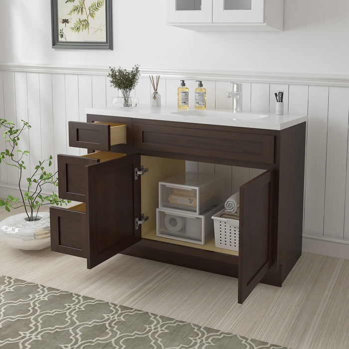 48" Oak Bathroom Vanity Cabinet without Top - 3 Drawers & 2 Doors - HomeBeyond