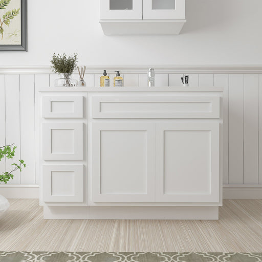 48" Oak Bathroom Vanity Cabinet without Top - 3 Drawers & 2 Doors - HomeBeyond