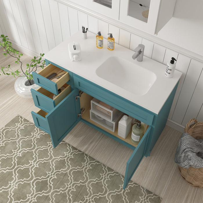 48" Oak Bathroom Vanity Cabinet without Top - 3 Drawers & 2 Doors - HomeBeyond
