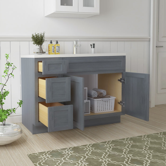 48" Oak Bathroom Vanity Cabinet without Top - 3 Drawers & 2 Doors - HomeBeyond