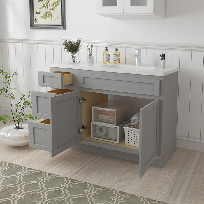48" Oak Bathroom Vanity Cabinet without Top - 3 Drawers & 2 Doors - HomeBeyond