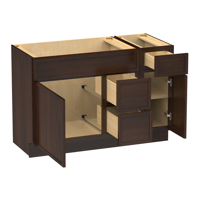 48" Oak Bathroom Vanity Cabinet without Top - 3 Drawers & 2 Doors - HomeBeyond
