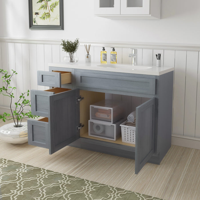 48" Oak Bathroom Vanity Cabinet without Top - 3 Drawers & 2 Doors - HomeBeyond