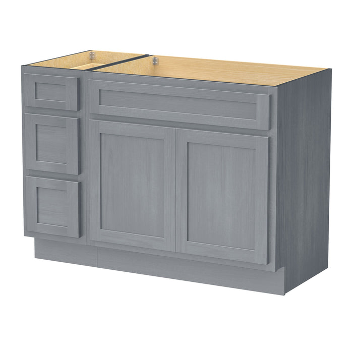 48" Oak Bathroom Vanity Cabinet without Top - 3 Drawers & 2 Doors - HomeBeyond
