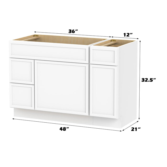 48" Oak Bathroom Vanity Cabinet without Top - 3 Drawers & 2 Doors - HomeBeyond