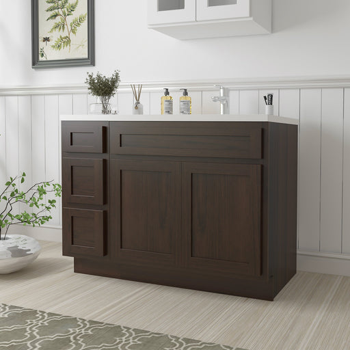 48" Oak Bathroom Vanity Cabinet without Top - 3 Drawers & 2 Doors - HomeBeyond