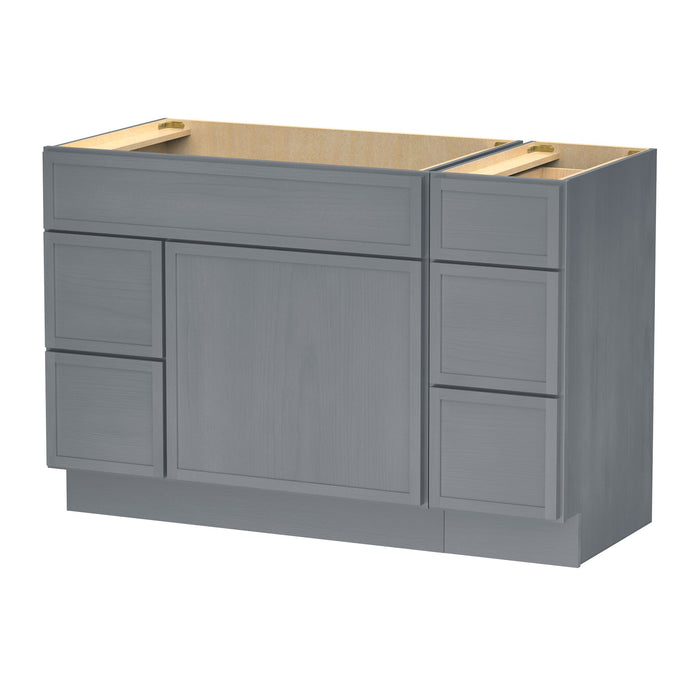 48" Oak Bathroom Vanity Cabinet without Top - 5 Drawers & 1 Door - HomeBeyond