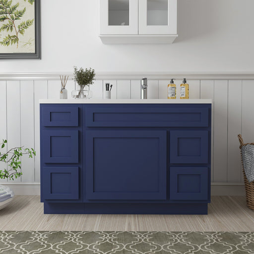 48" Oak Bathroom Vanity Cabinet without Top - 5 Drawers & 1 Door - HomeBeyond