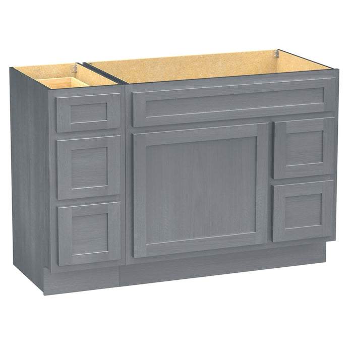 48" Oak Bathroom Vanity Cabinet without Top - 5 Drawers & 1 Door - HomeBeyond